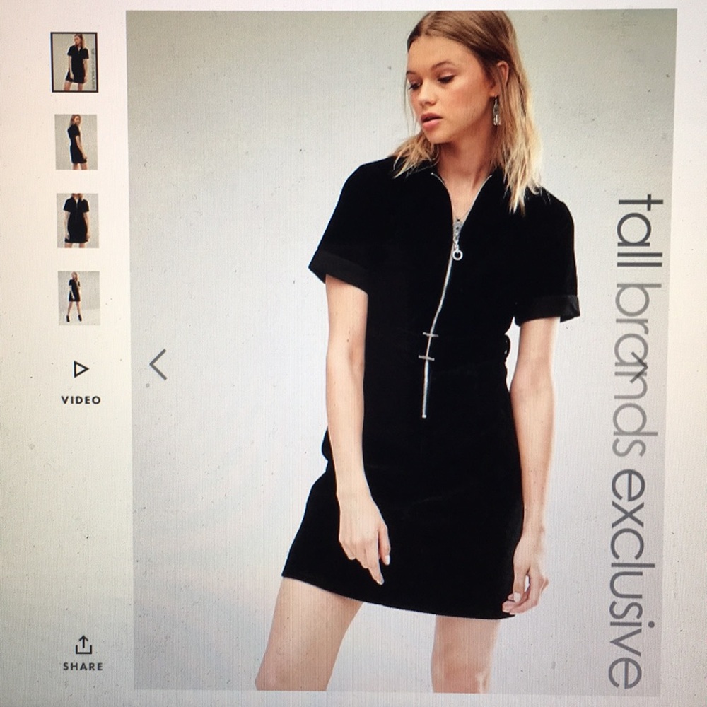 Zip front corduroy dress
